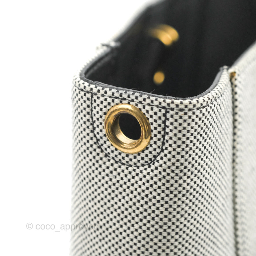 Celine Small Sangle Bucket Bag Black/Grey Textiles Gold Hardware