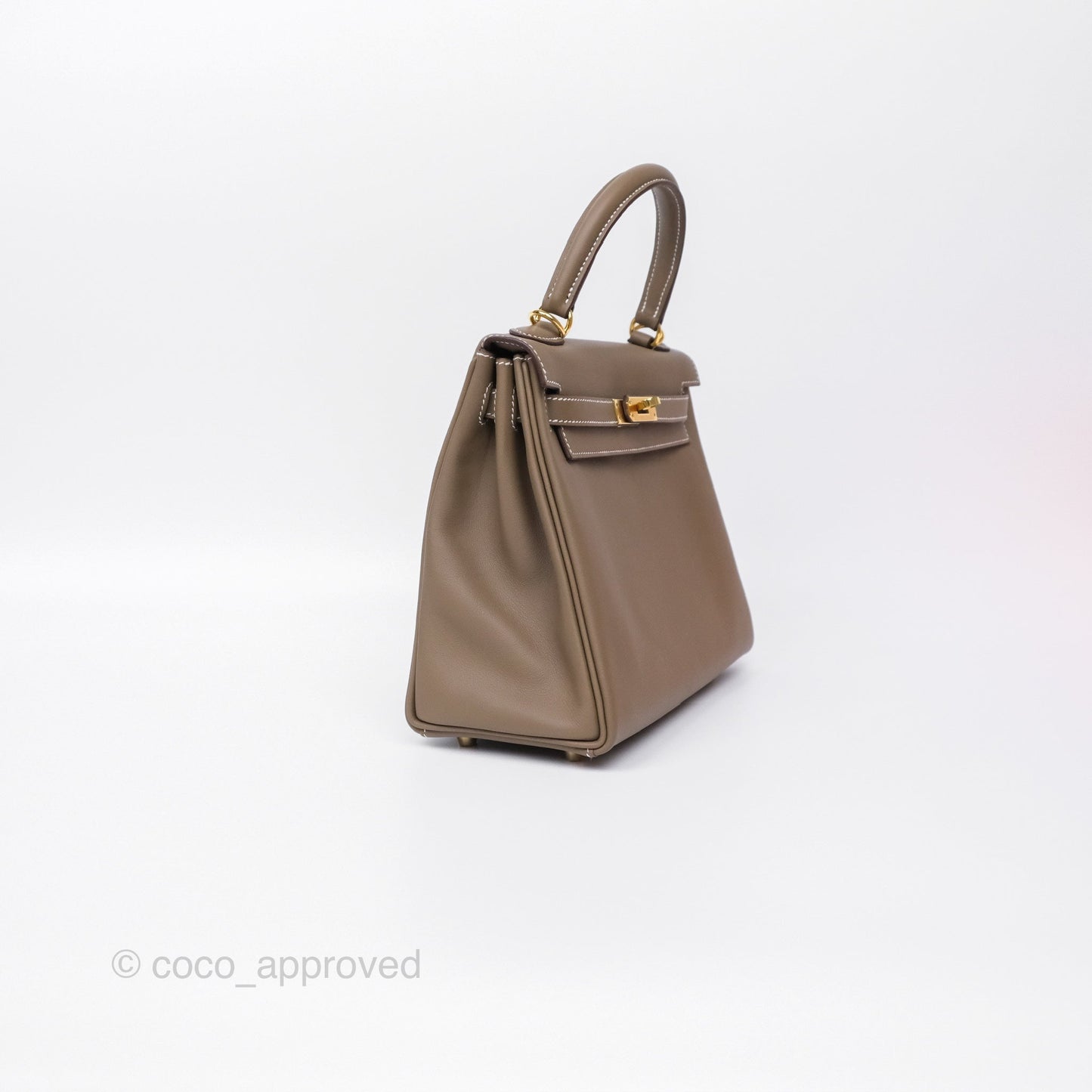 Hermès Retourne Kelly 25 Etoupe 18 Swift Gold Hardware