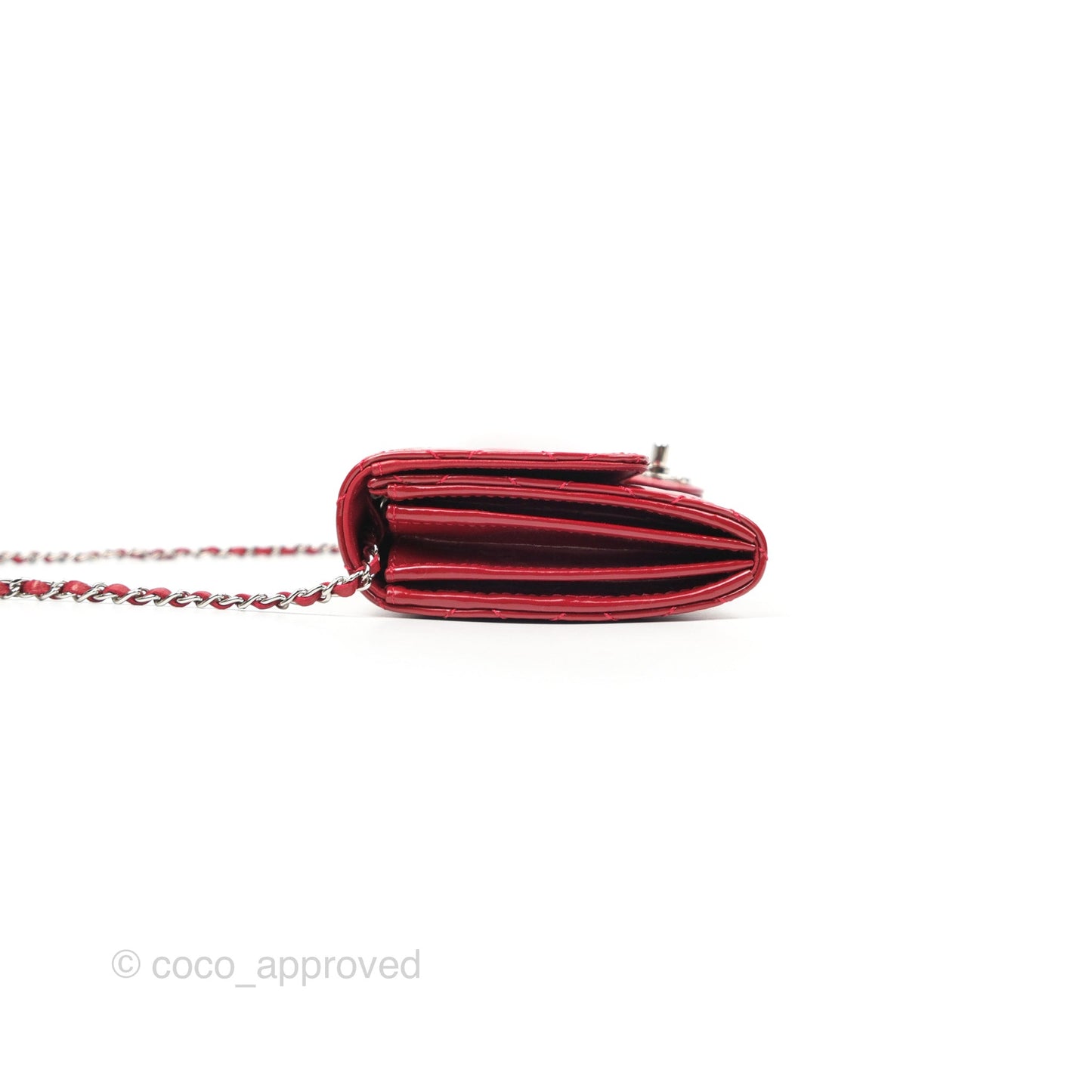 Chanel Brilliant East West Flap Clutch with Chain Red Patent Silver Hardware