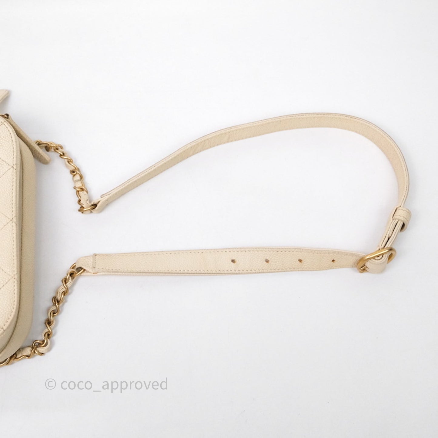 Chanel Quilted Caviar Waist Bag Ivory Aged Gold Hardware