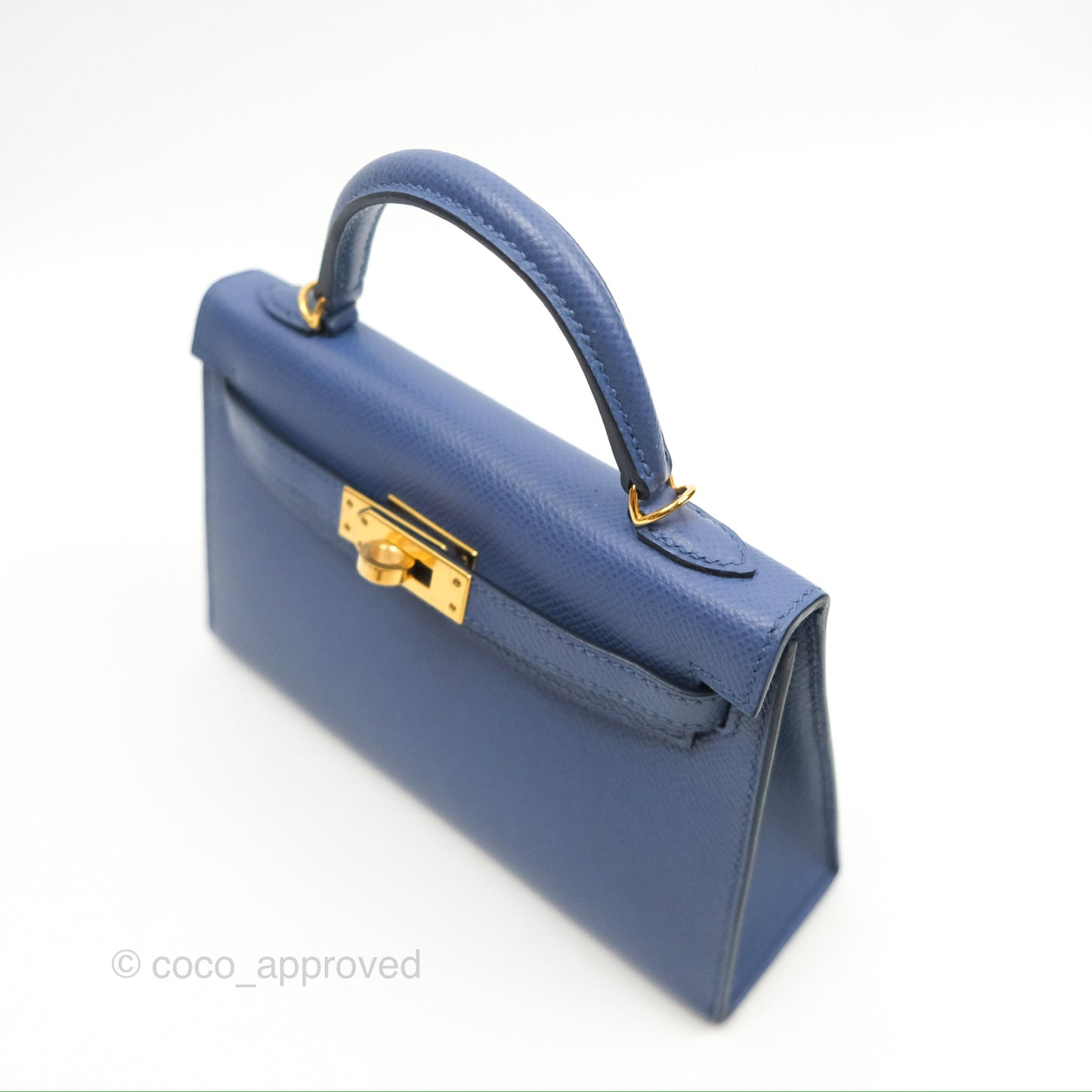 Hermès Mini Kelly II Bleu Brighton Epsom Gold Hardware