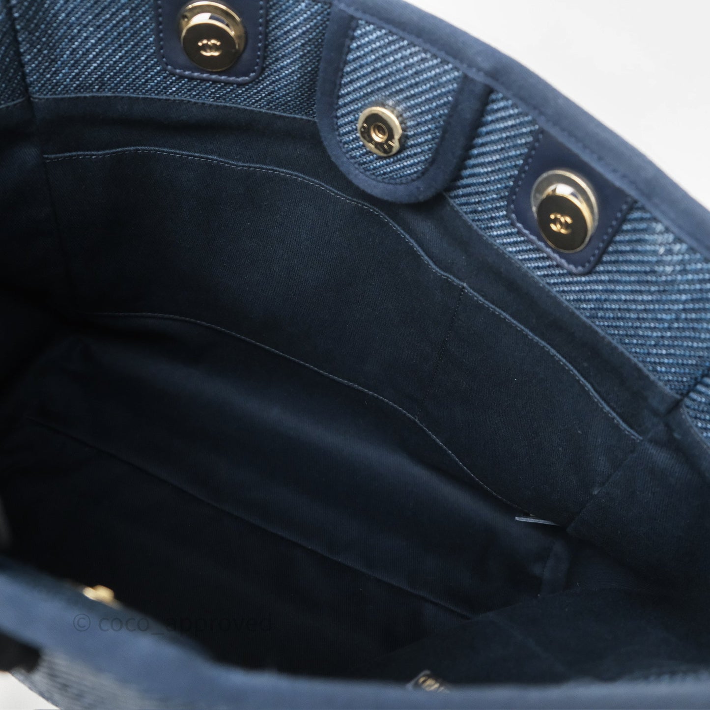 Chanel Medium Deauville Tote Navy Raffia Gold Hardware