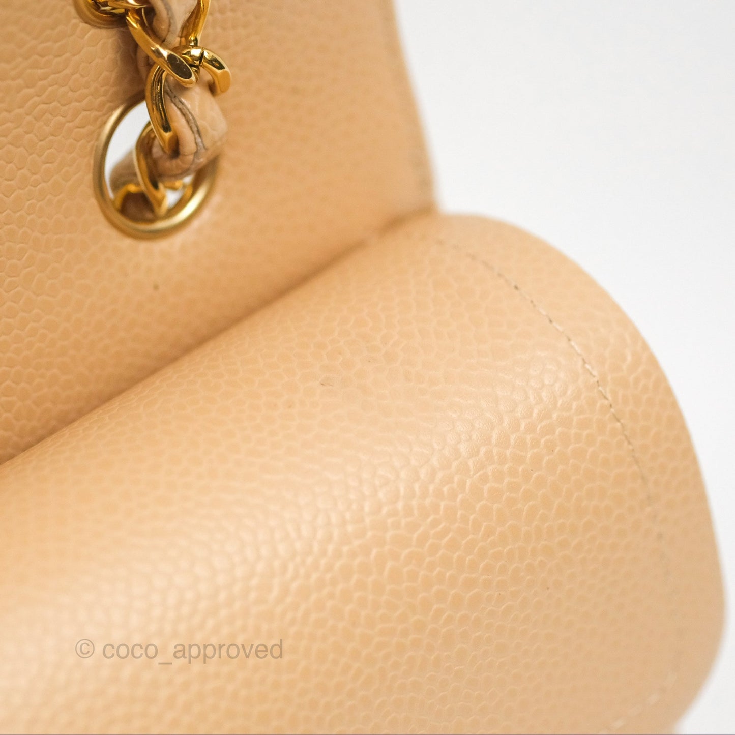 Chanel Small Quilted Classic Flap Beige Caviar Gold Hardware