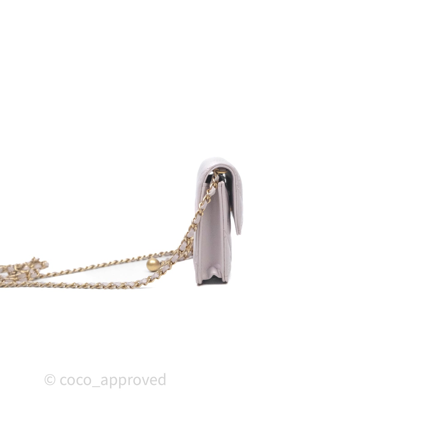 Chanel Pearl Crush Mini Clutch Belt Bag Lilac Lambskin Aged Gold Hardware