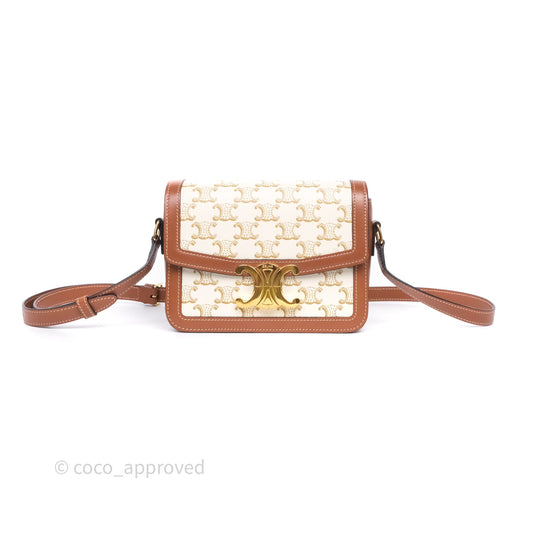 Celine Teen Triomphe Bag Triomphe Canvas Tan Calfskin
