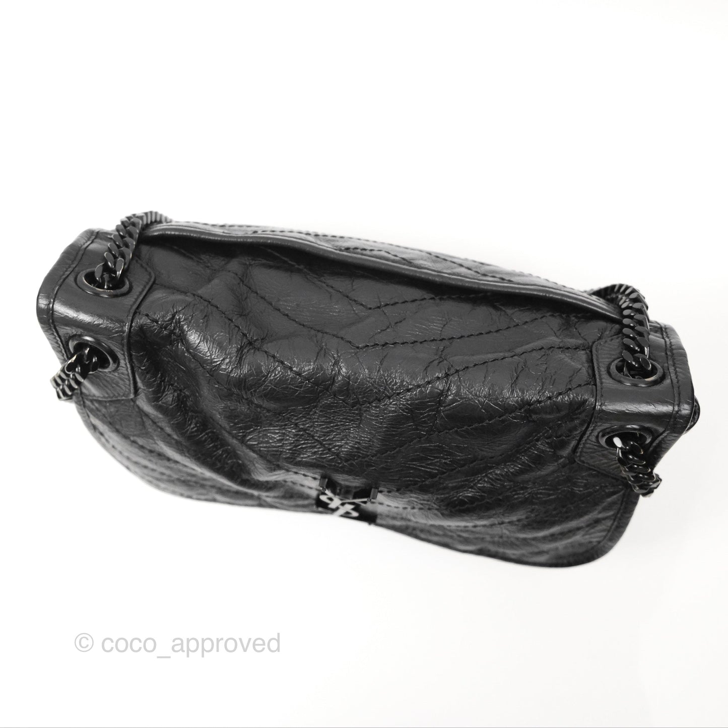 Saint Laurent Medium Niki Chain Bag Crinkled Calfskin So Black