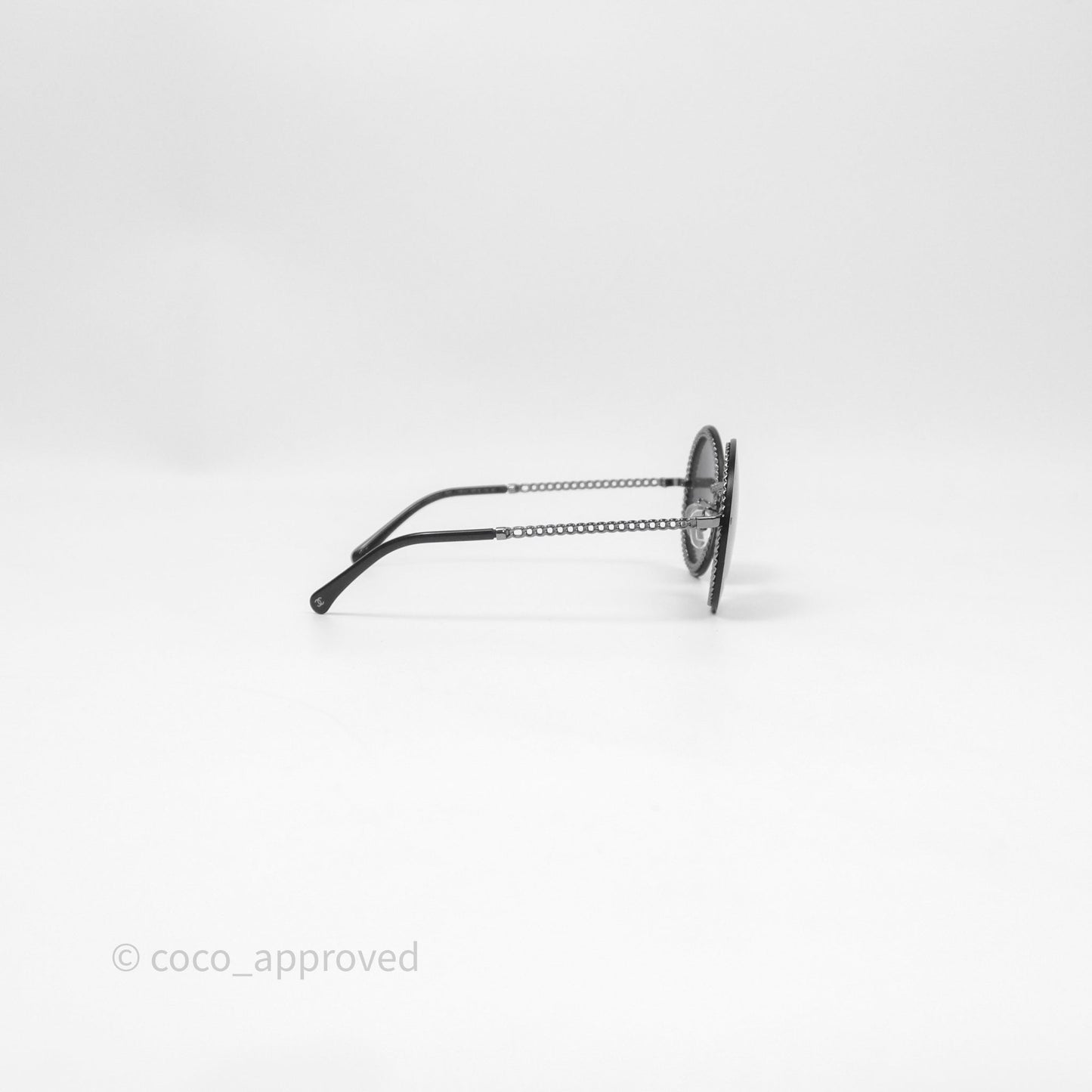 Chanel Round Sunglasses With Chain Black