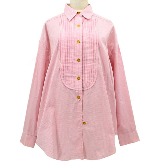 Luxury Chanel logo-button bib-collar shirt #38