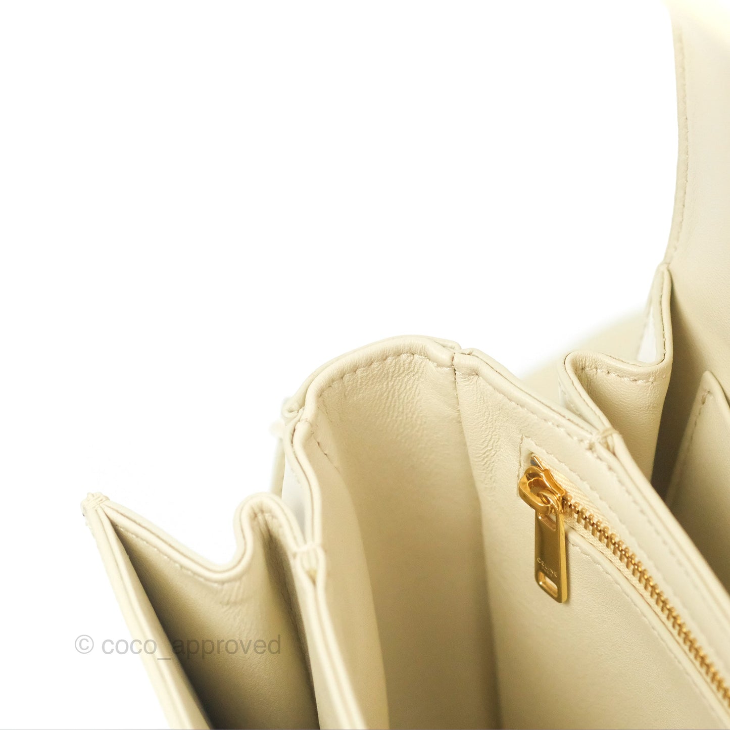 Celine Medium Triomphe Bag Limestone Shiny Calfskin