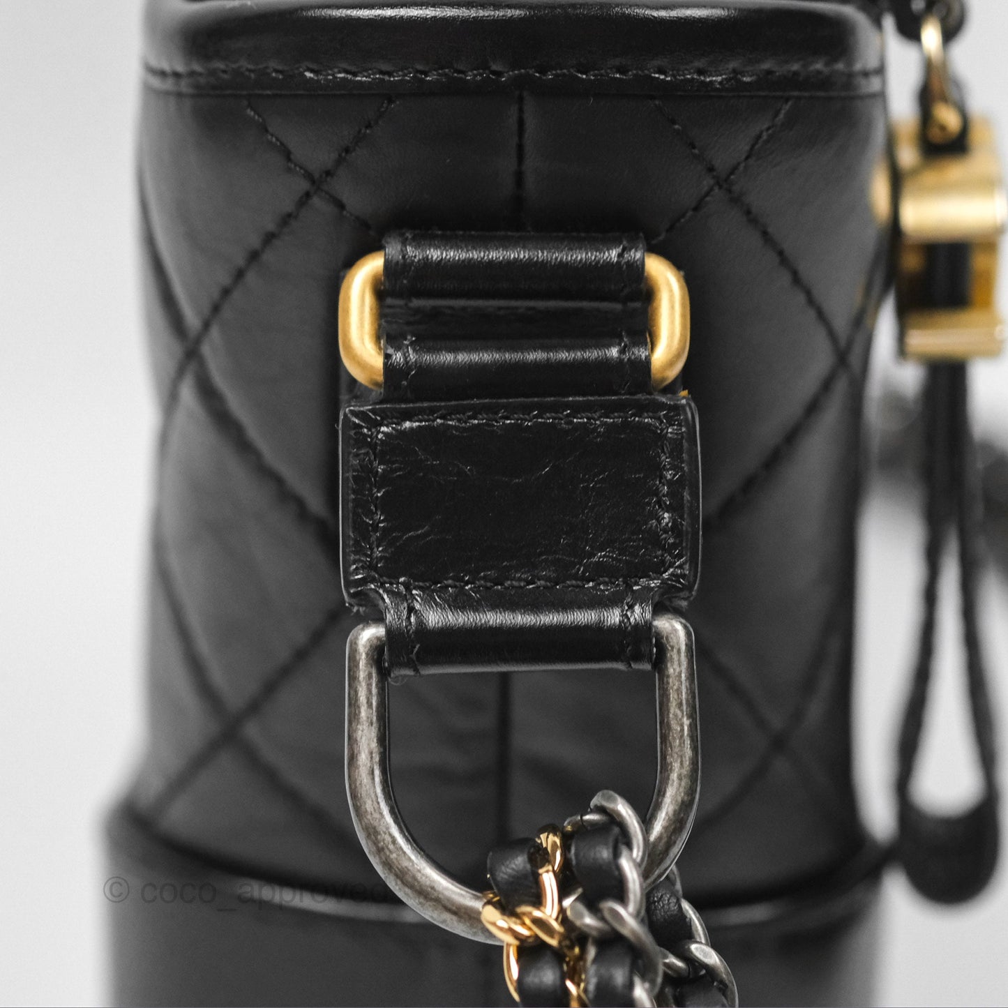 Chanel Small Gabrielle Hobo Quilted Black Aged Calfskin