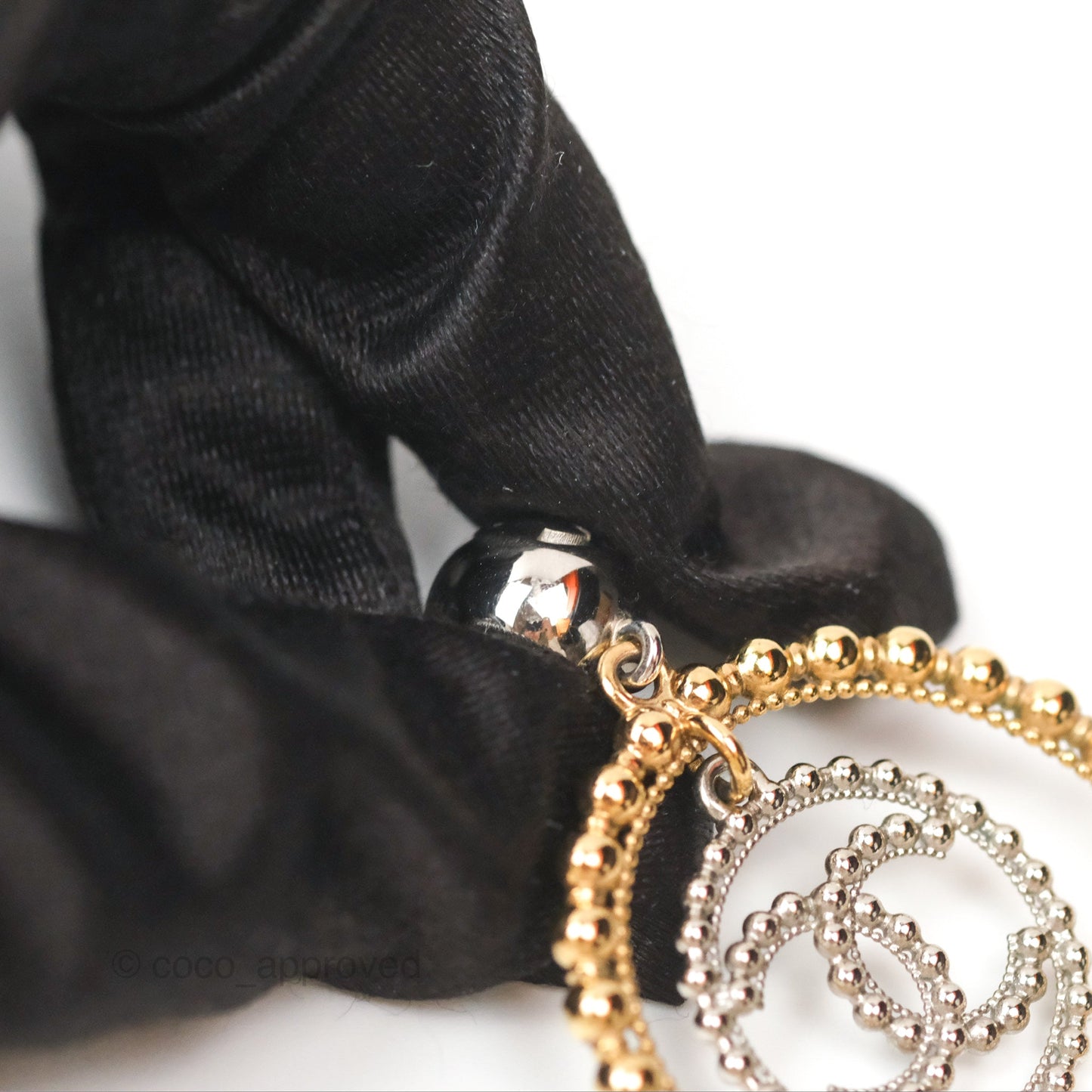 Chanel CC Hoop Drop Earrings Silver Gold Tone 22C