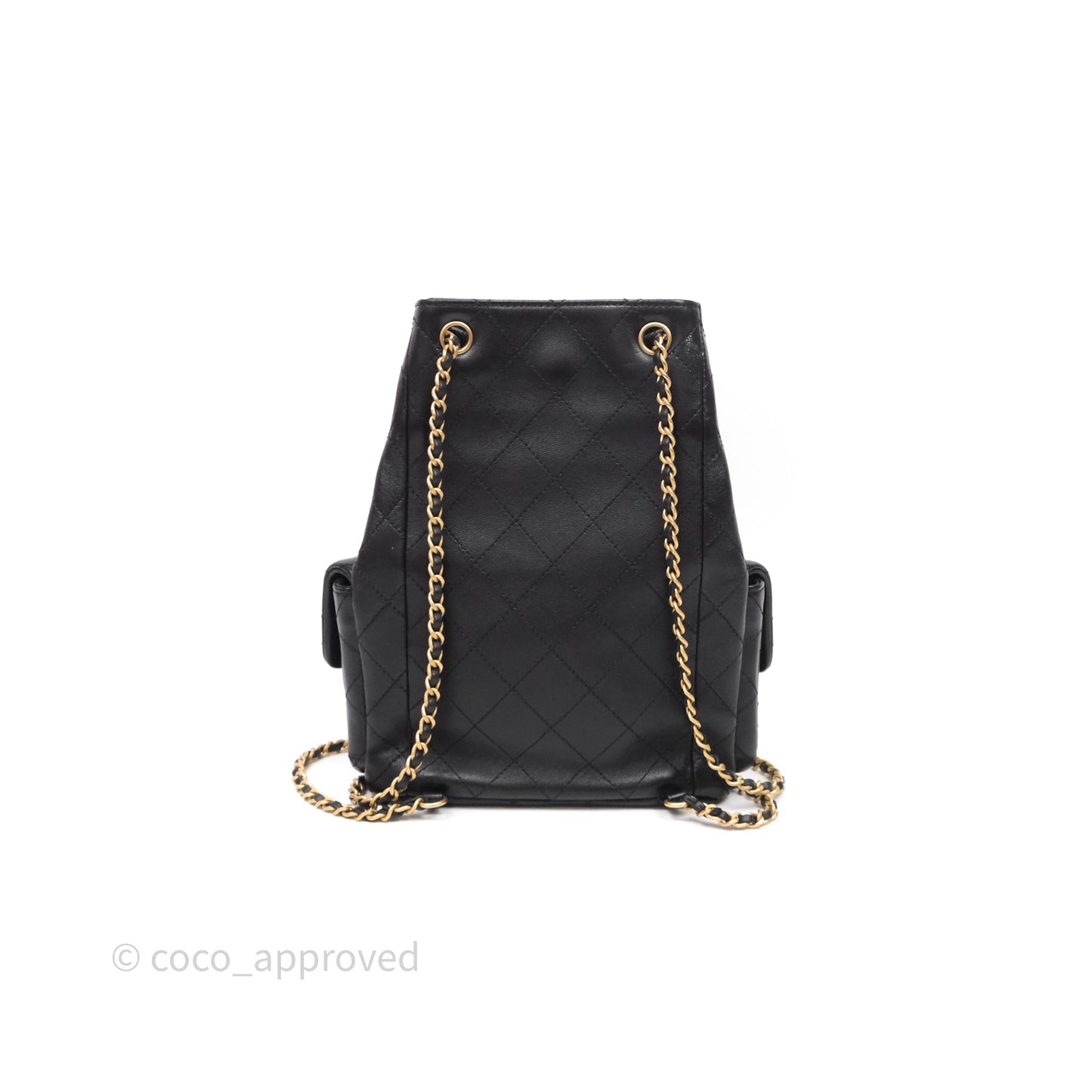 Chanel Double Pocket Black Lambskin Gold Hardware 25C
