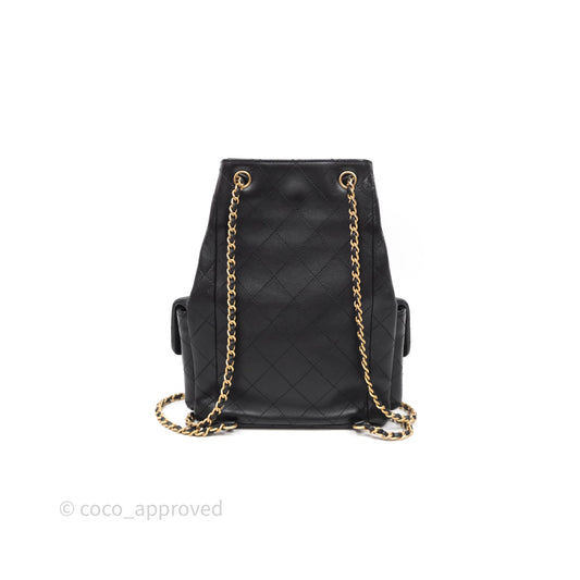 Chanel Double Pocket Black Lambskin Gold Hardware 25C