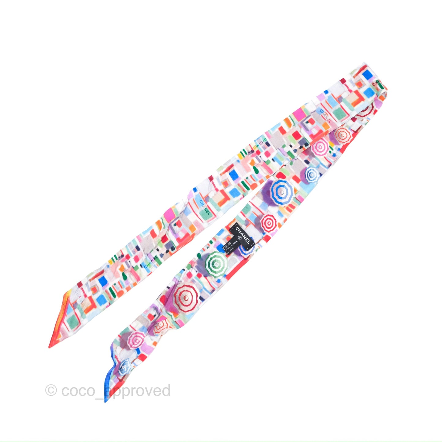 Chanel Silk Twilly in Multicolor Red