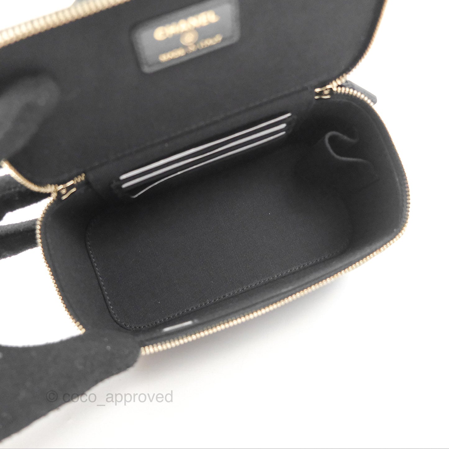 Chanel Vanity Rectangular Top Handle Black Lambskin Gold Hardware