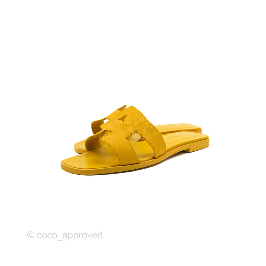 Hermès Oran Sandals in Mustard Yellow Size 35