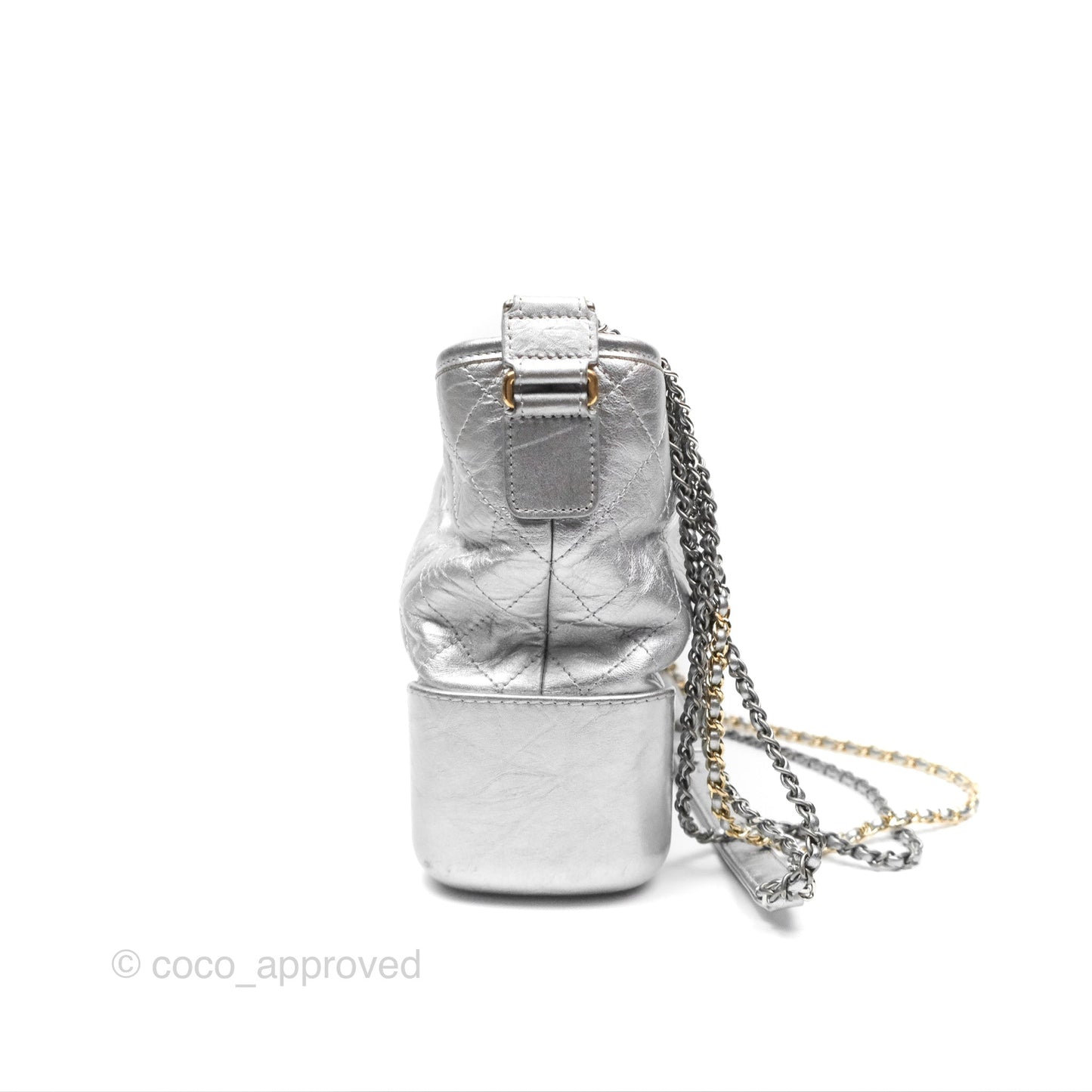 Chanel Large Gabrielle Hobo Metallic Silver Aged Calfskin Mixed Hardware