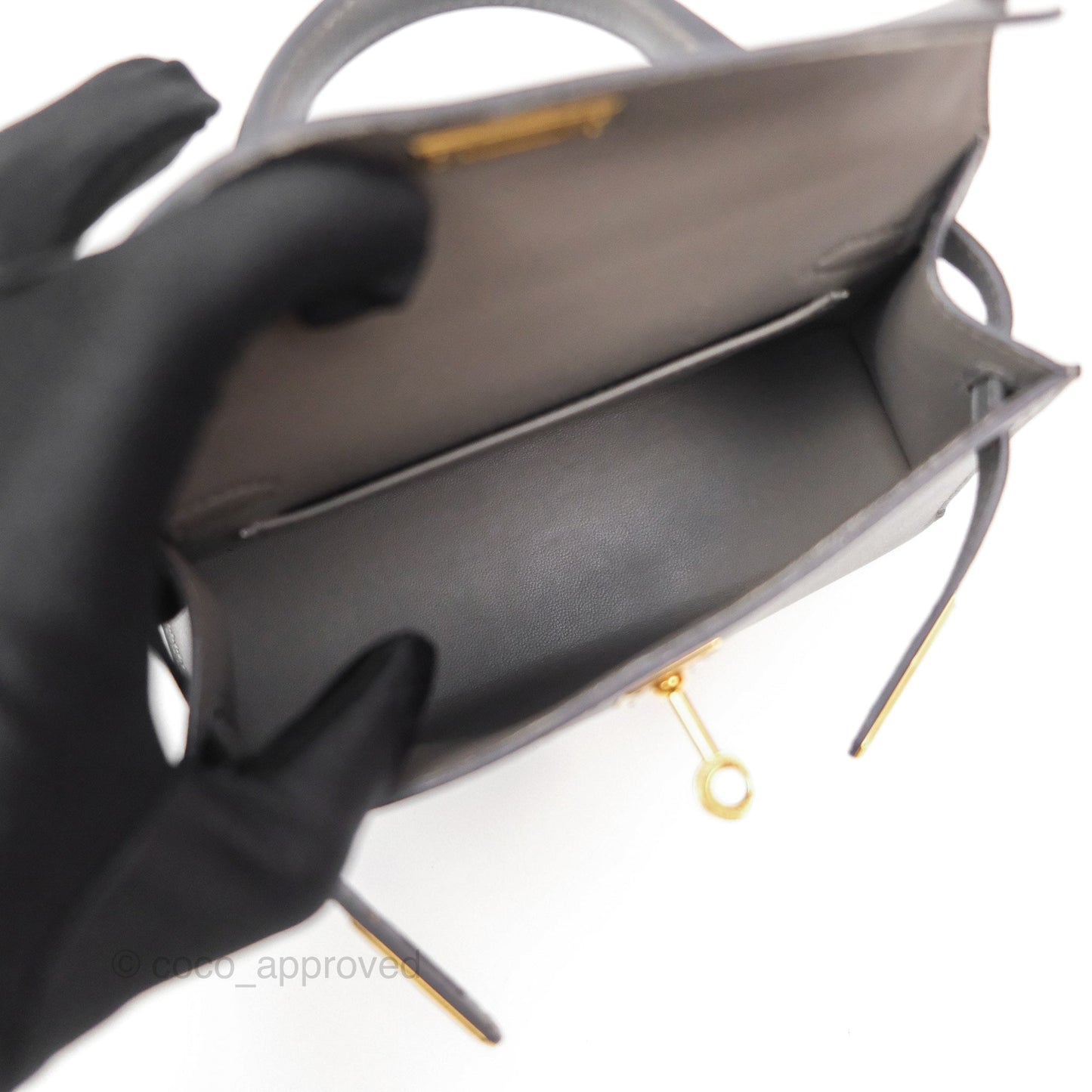Hermès Mini Kelly II Gris Meyer 0L Epsom Gold Hardware
