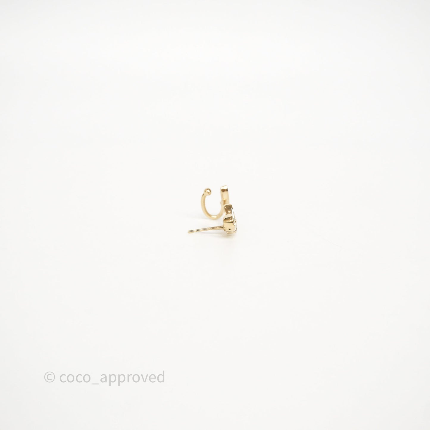 Chanel CC Coco Crystal Earrings Ear Cuff Gold Tone 22P