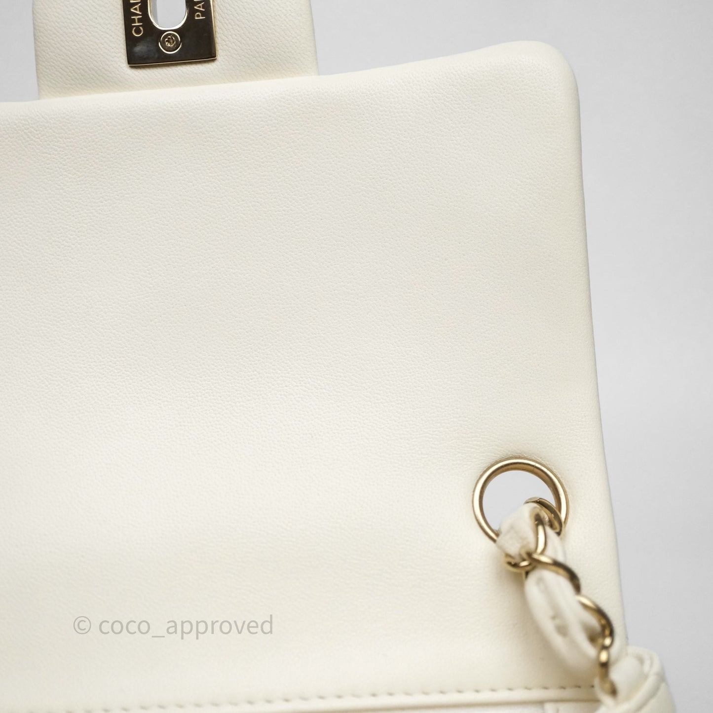 Chanel Quilted Mini Square White Lambskin Gold Hardware