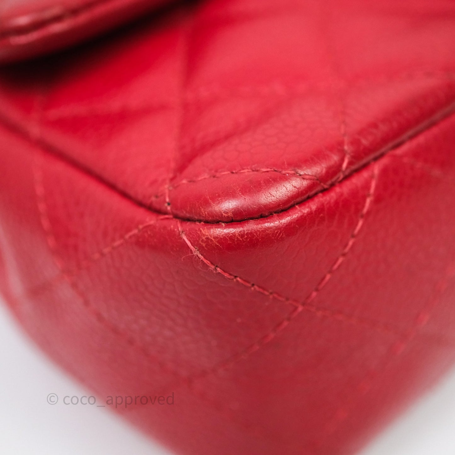 Chanel Quilted Mini Rectangular Flap Red Caviar Silver Hardware