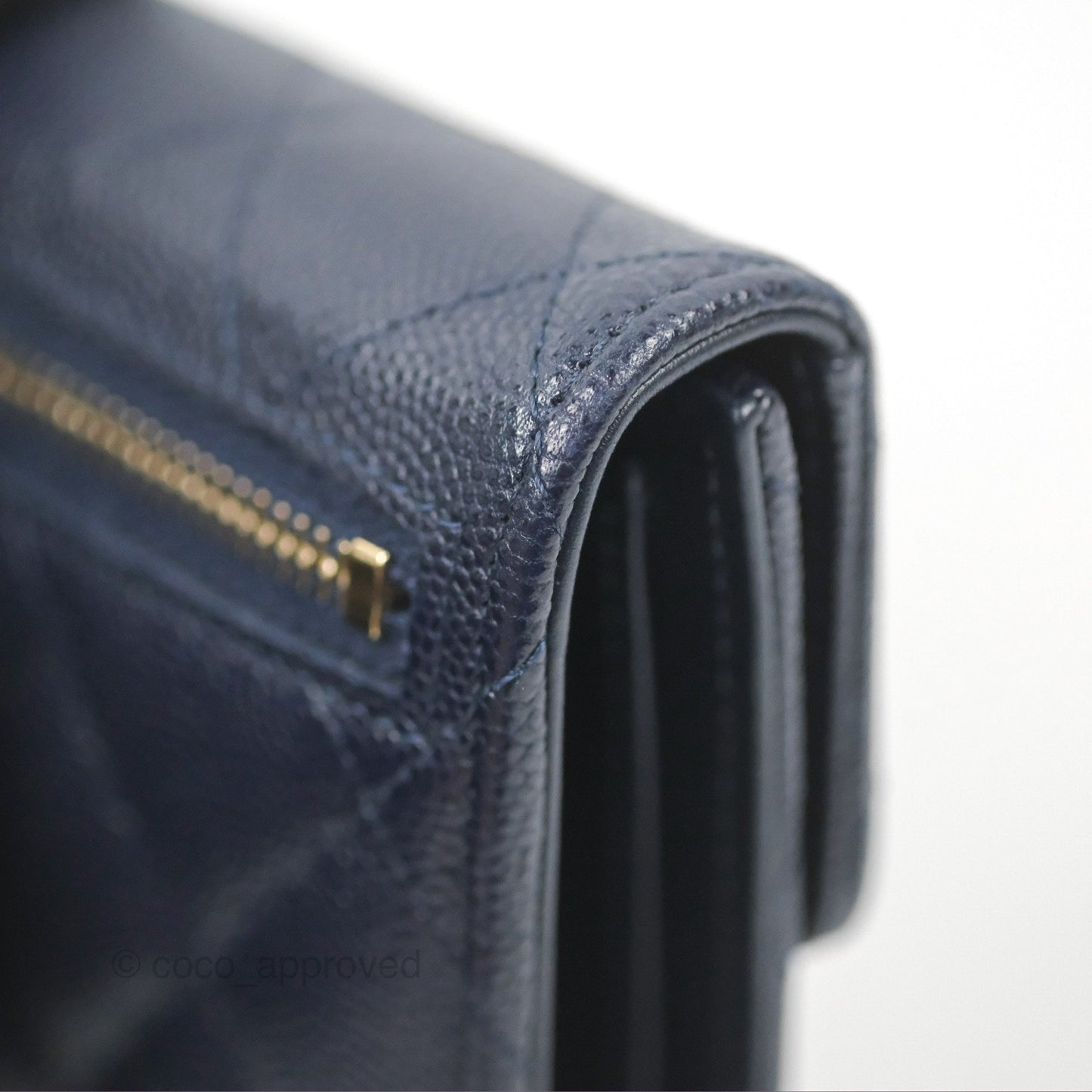 Chanel Classic Short Flap Wallet Navy Caviar Gold Hardware