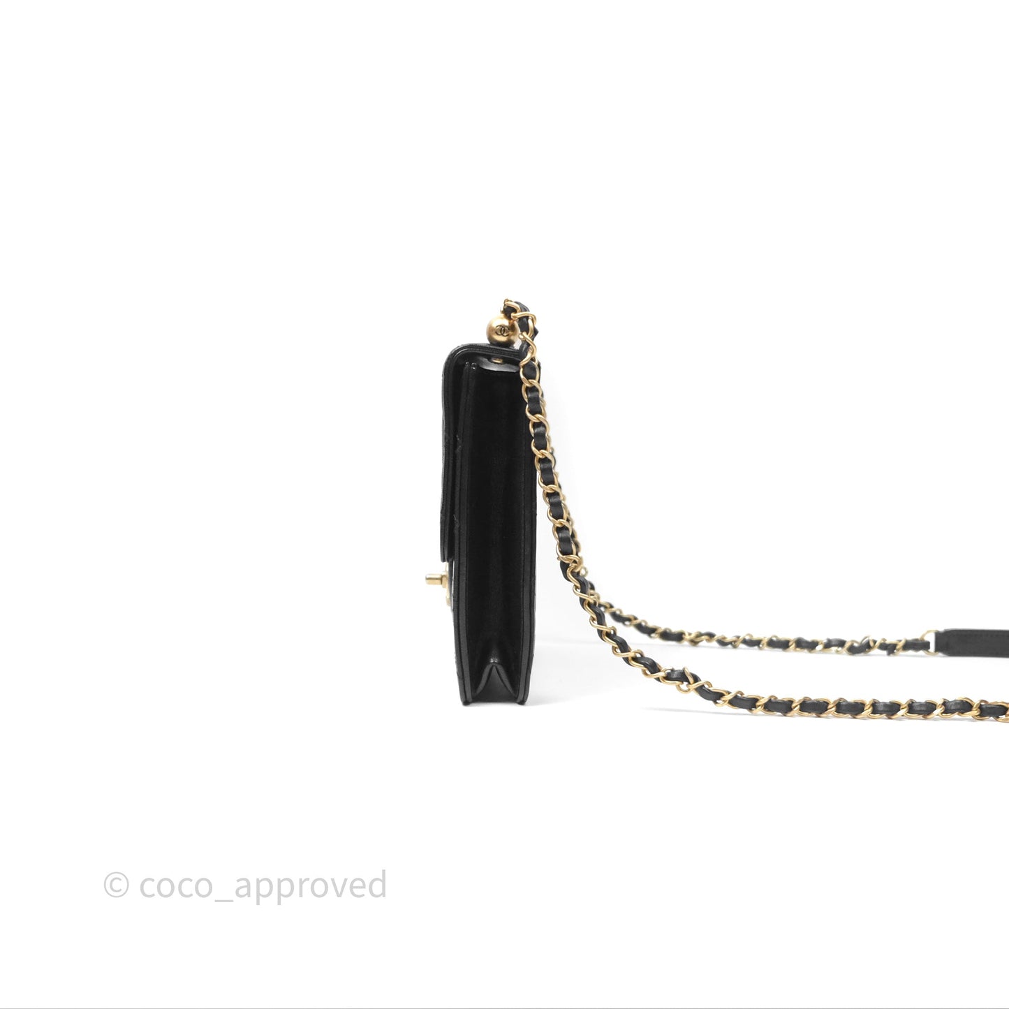 Chanel Quilted Chic Logo Pearls Flap Black Goatskin Aged Gold Hardware