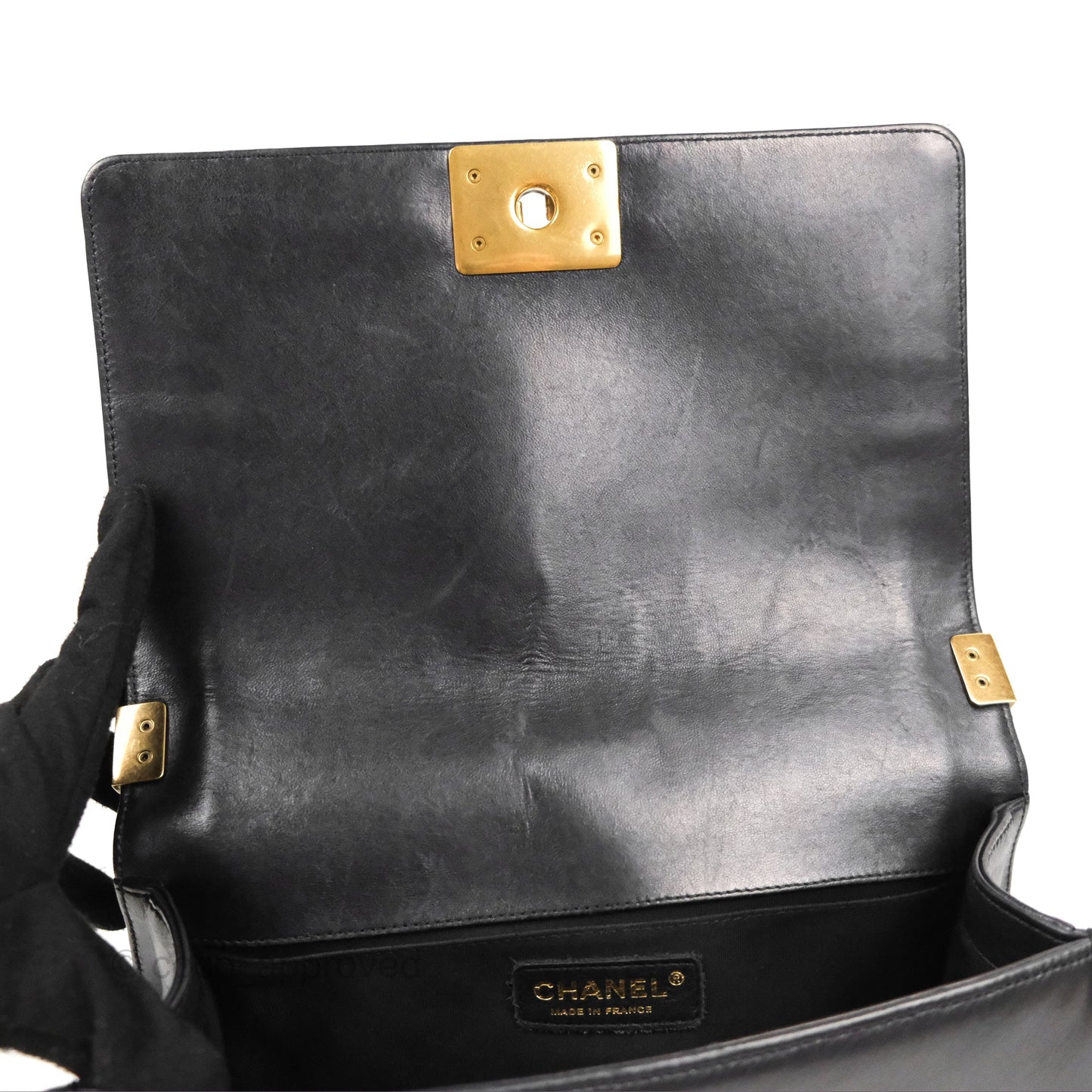 Chanel Quilted Medium Boy Black Lambskin Aged Gold Hardware
