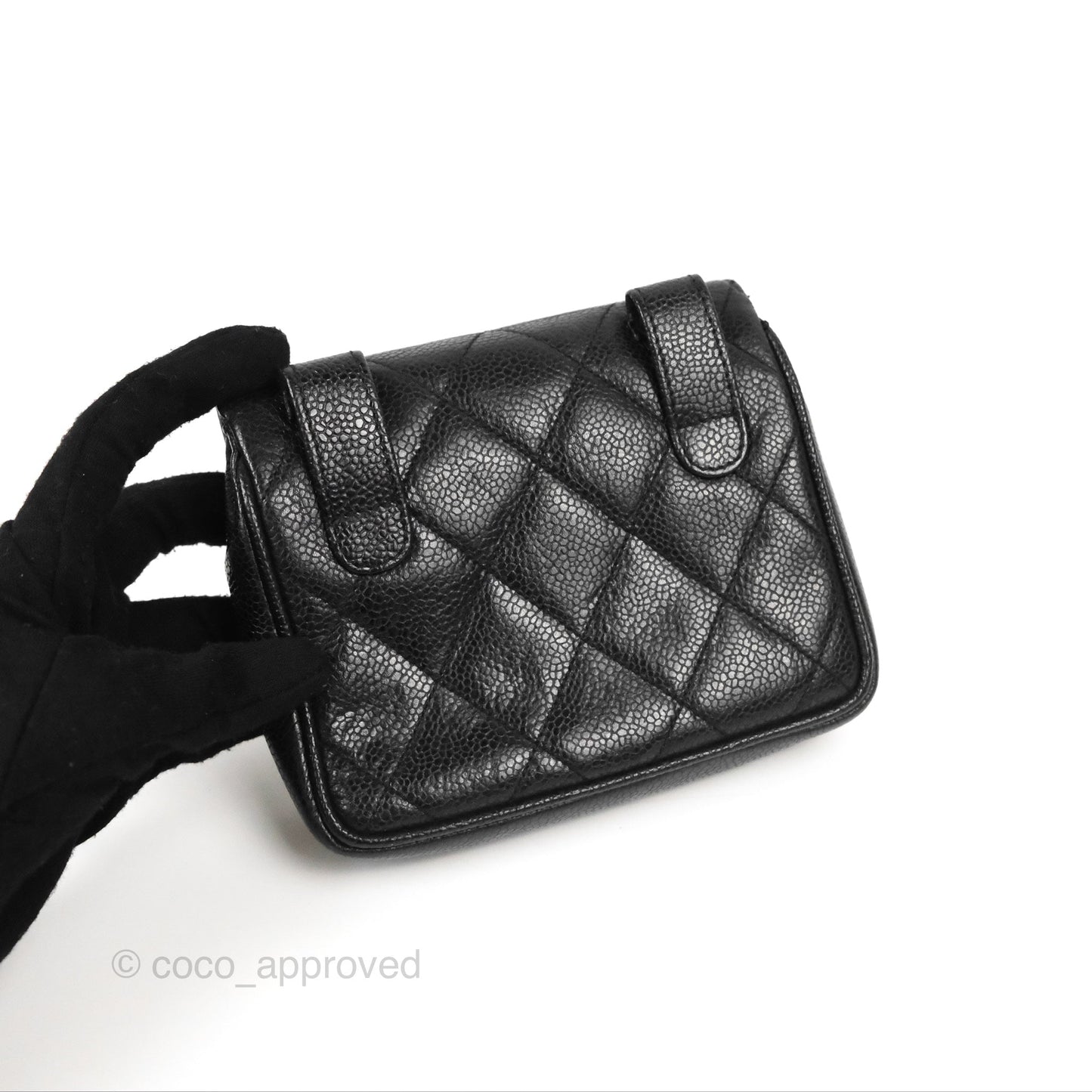 Chanel Vintage Belt Bag Quilted Black Caviar 24K Gold Hardware