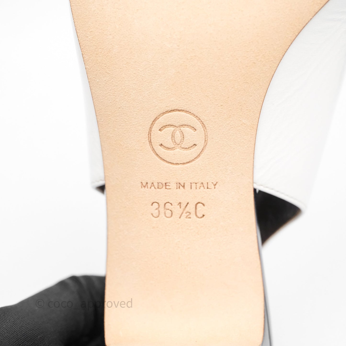 Chanel CC Logo Slingbacks Calfskin White/ Black 24P Size 36.5