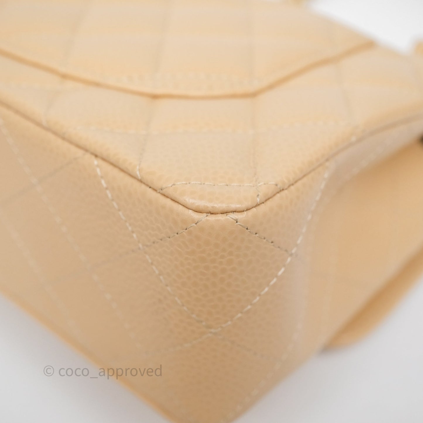 Chanel Small Classic Flap Quilted Beige Caviar Gold Hardware
