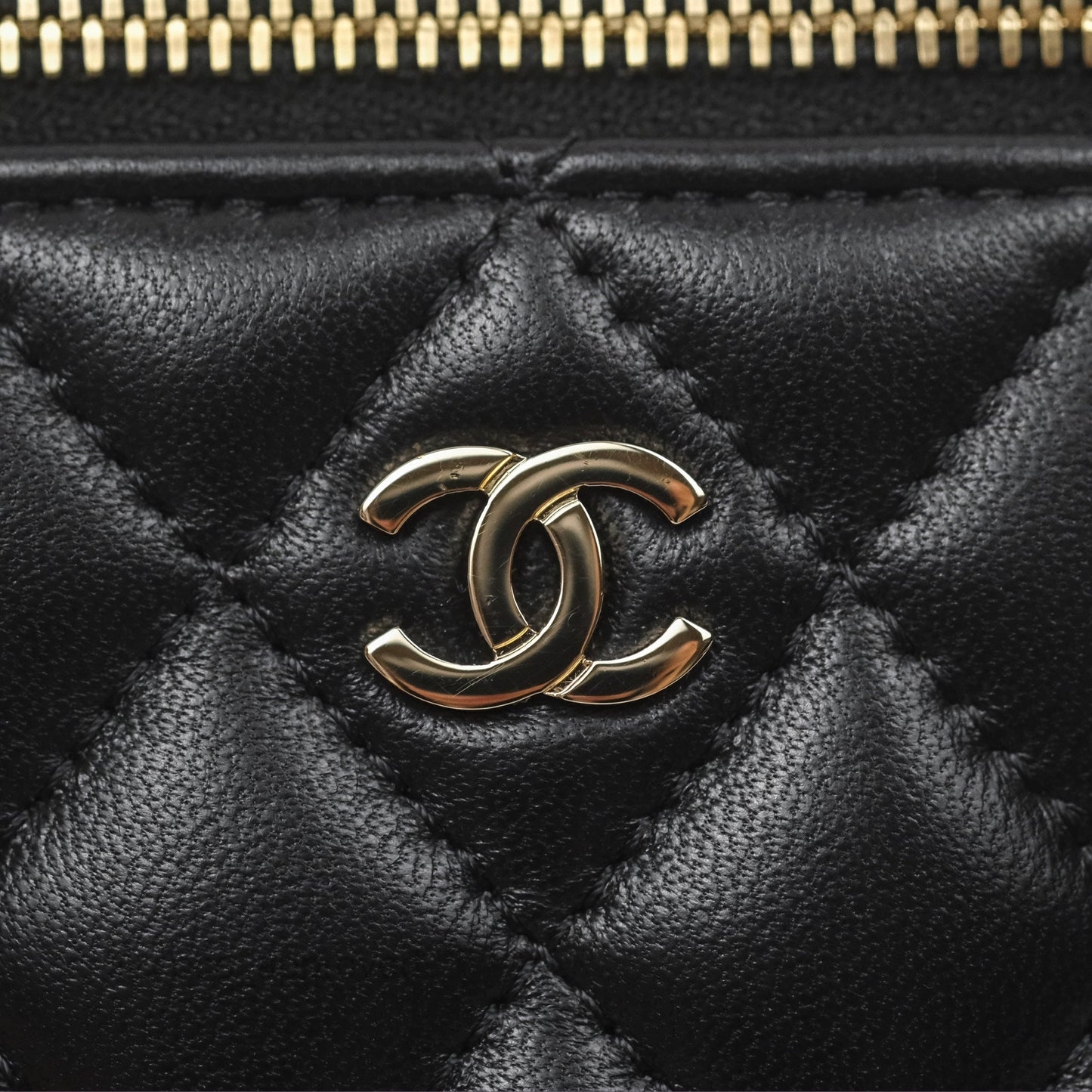 Chanel Classic Mini Vanity With Chain Black Lambskin Gold Hardware