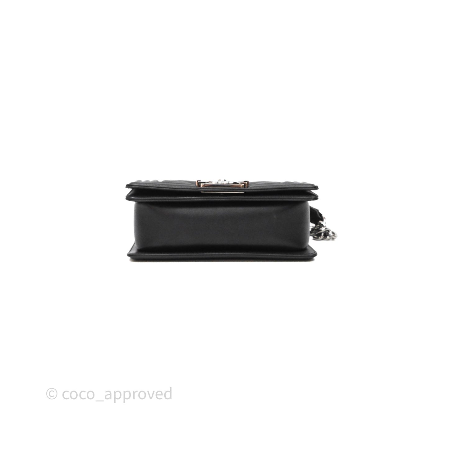 Chanel Small Boy Chevron Black Lambskin Silver Hardware