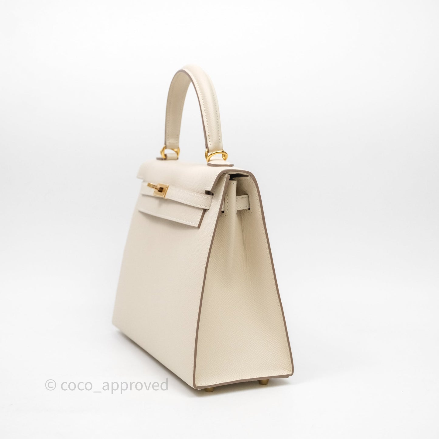 Hermes Kelly 25 Craie Epsom Gold Hardware