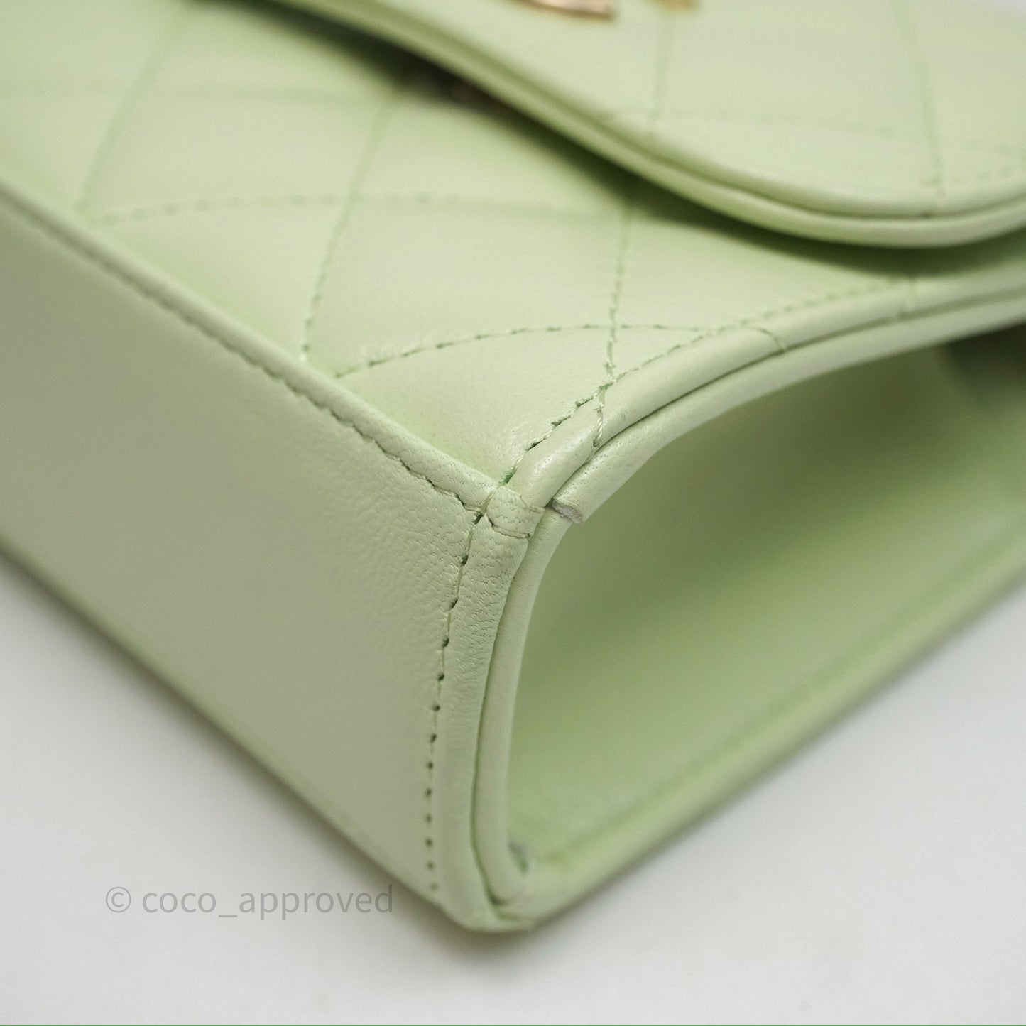 Chanel Mini Quilted Trendy CC Clutch With Chain Green Lambskin Gold Hardware