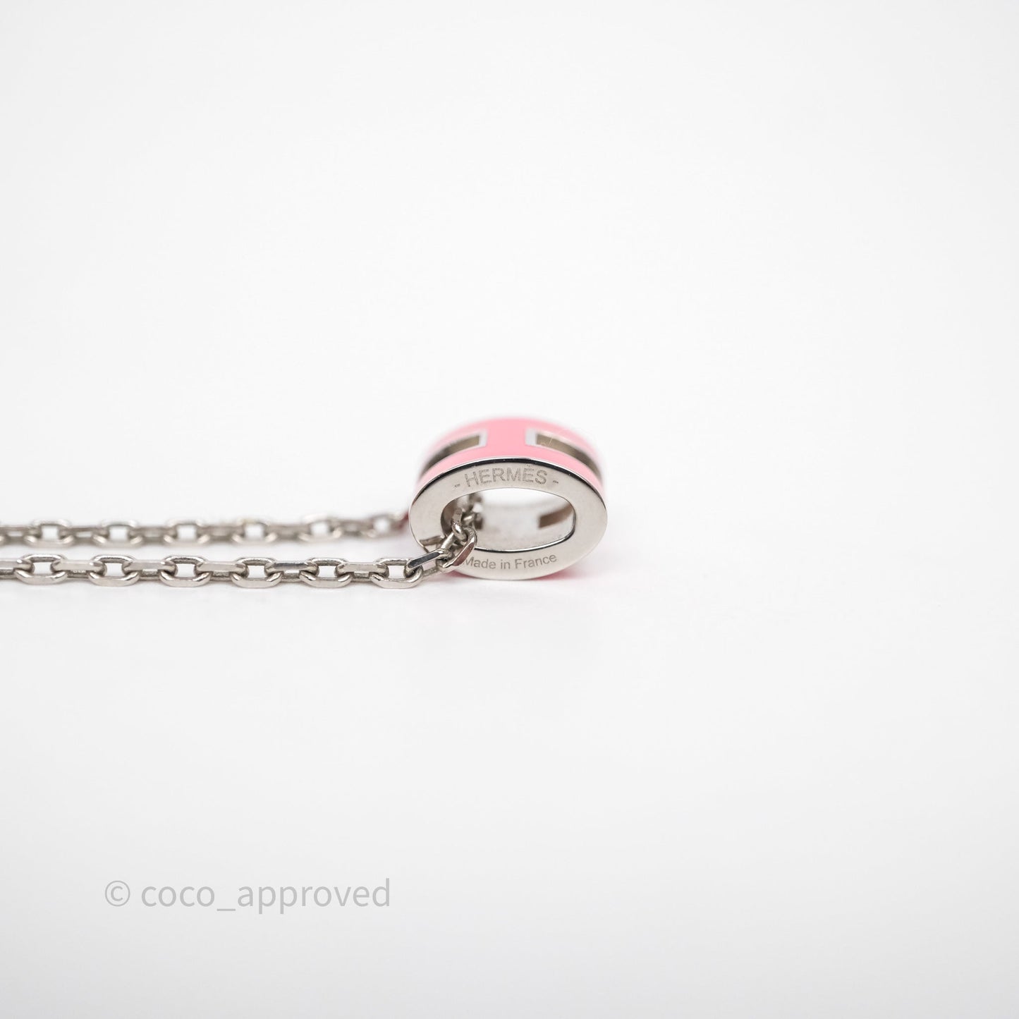 Hermès Mini Pop H Pink Pendant Necklace Palladium Hardware