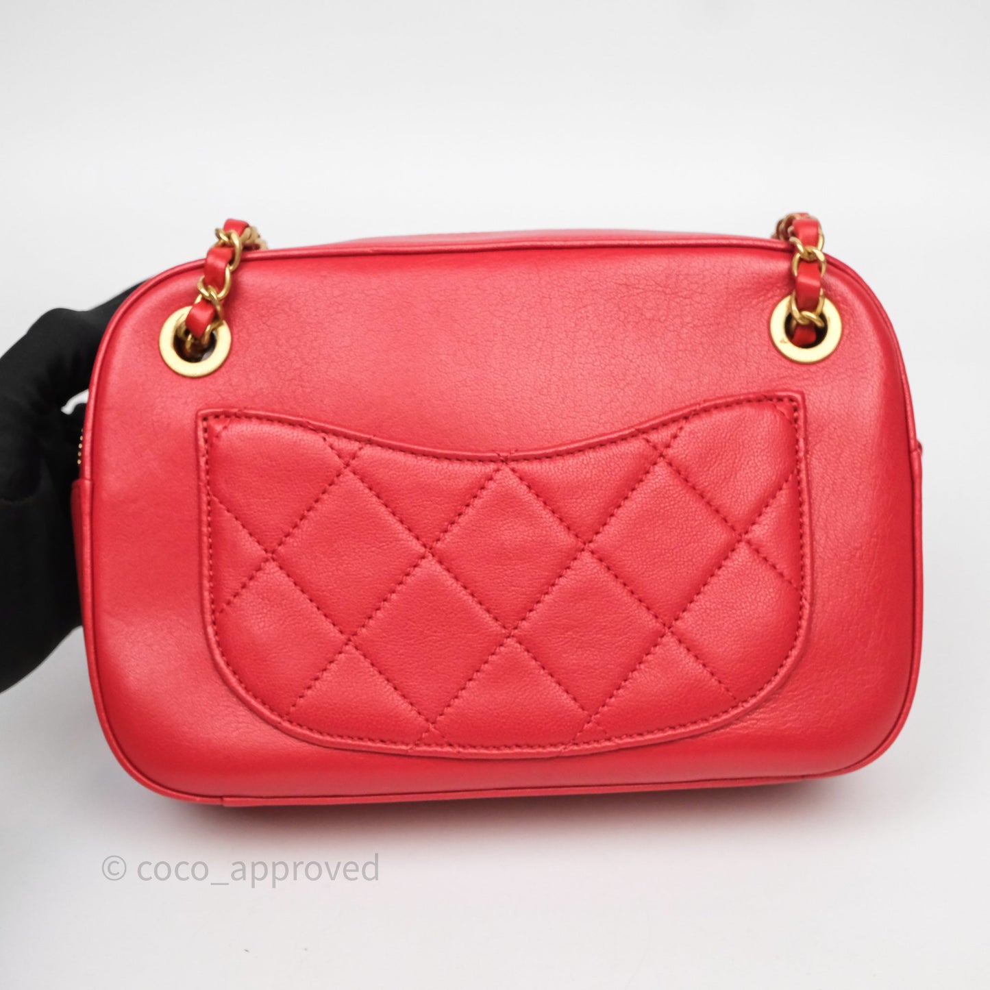Chanel Infinity Camera Case Red Goatskin Aged Gold Hardware