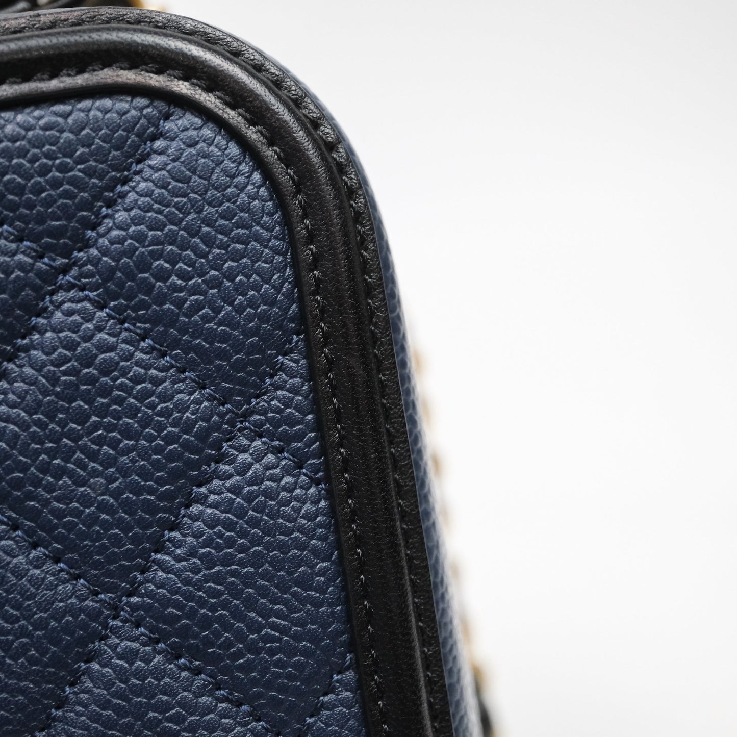 Chanel Quilted Large CC Filigree Vanity Case Navy Black Caviar