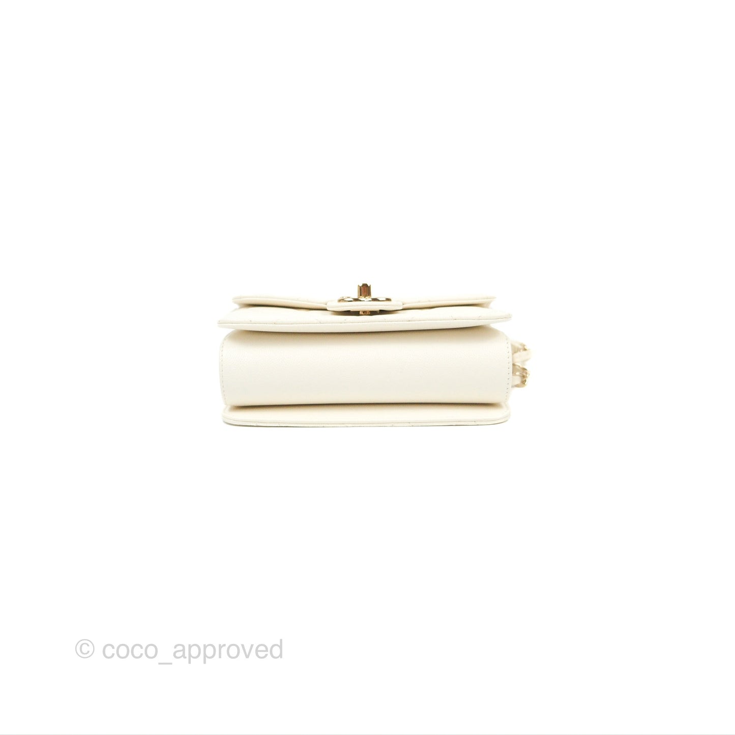 Chanel Quilted Small Like The Wallet Flap Ivory White Caviar Light Gold Hardware 22C
