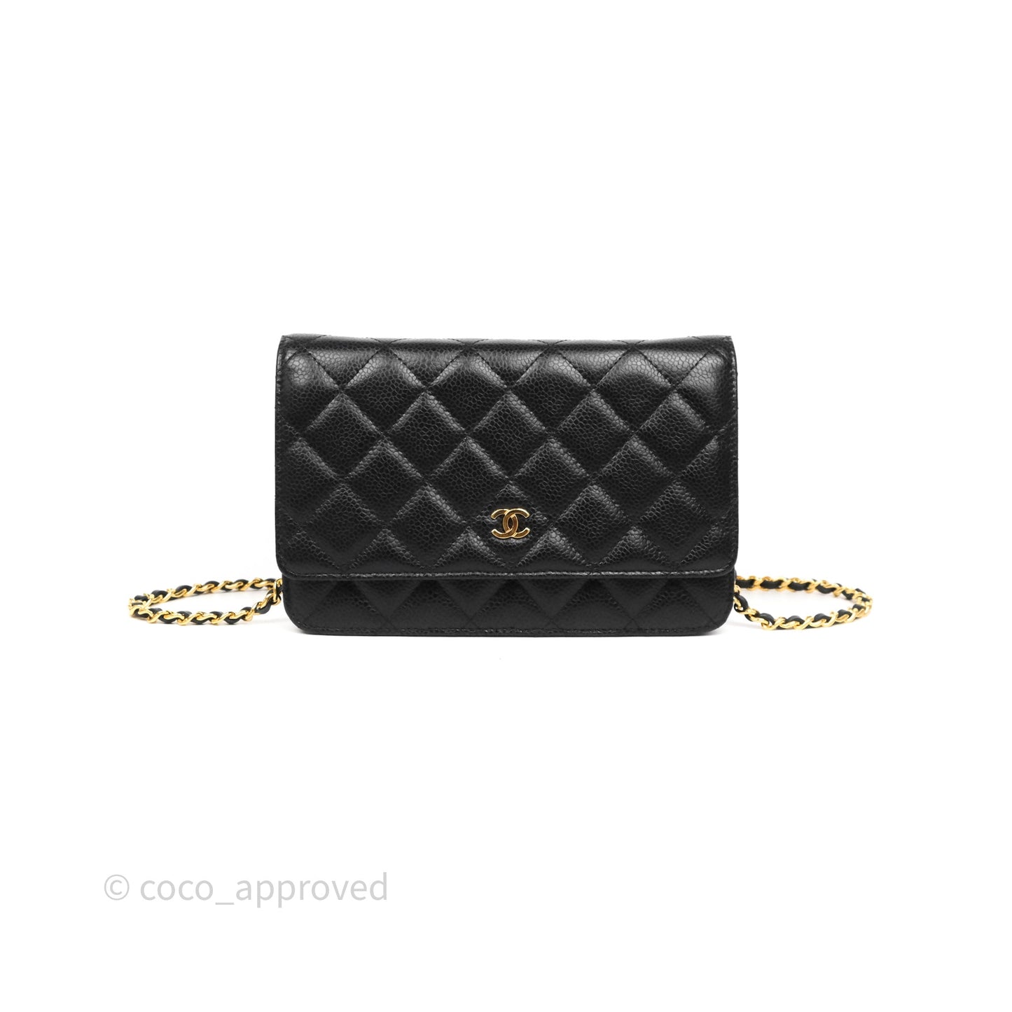 Chanel Classic Wallet On Chain WOC Quilted Black Caviar Gold Hardware