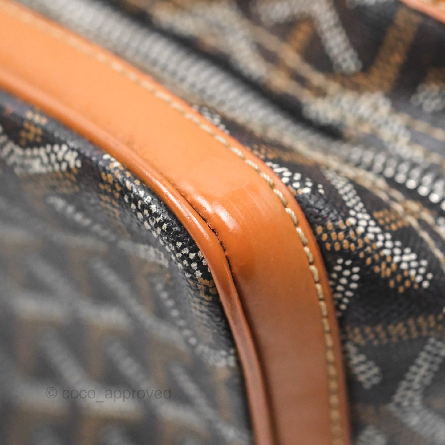Goyard Saint Martin Bag Goyardine Canvas Black/ Tan