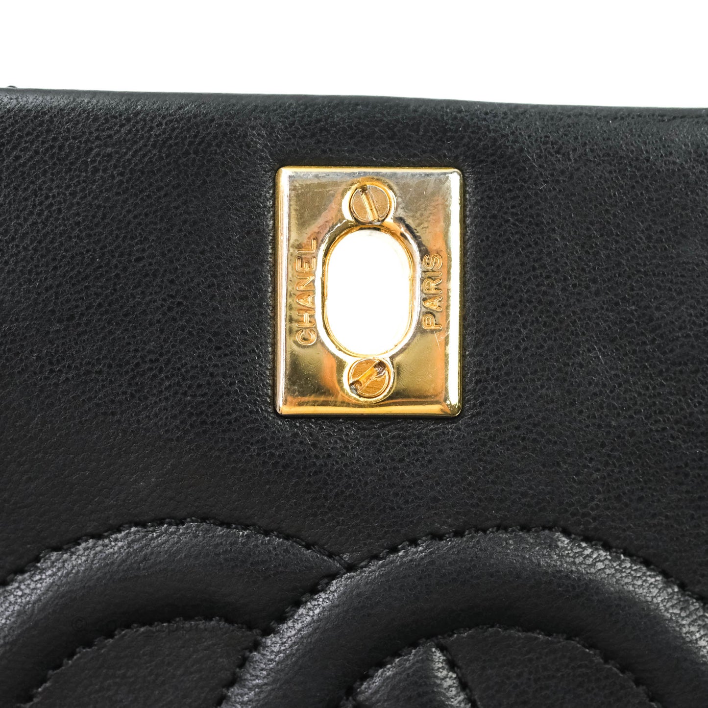 Chanel Vintage Small Single Full Flap Bag Black Lambskin 24K Gold Hardware