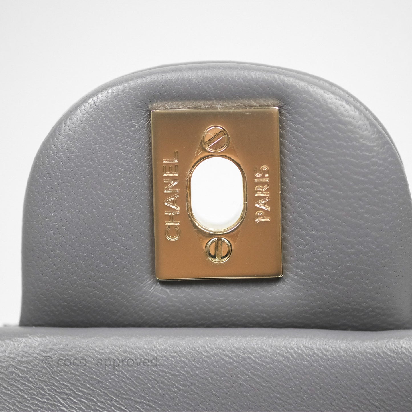 Chanel Top Handle Mini Rectangular Flap Grey Lambskin Gold Hardware