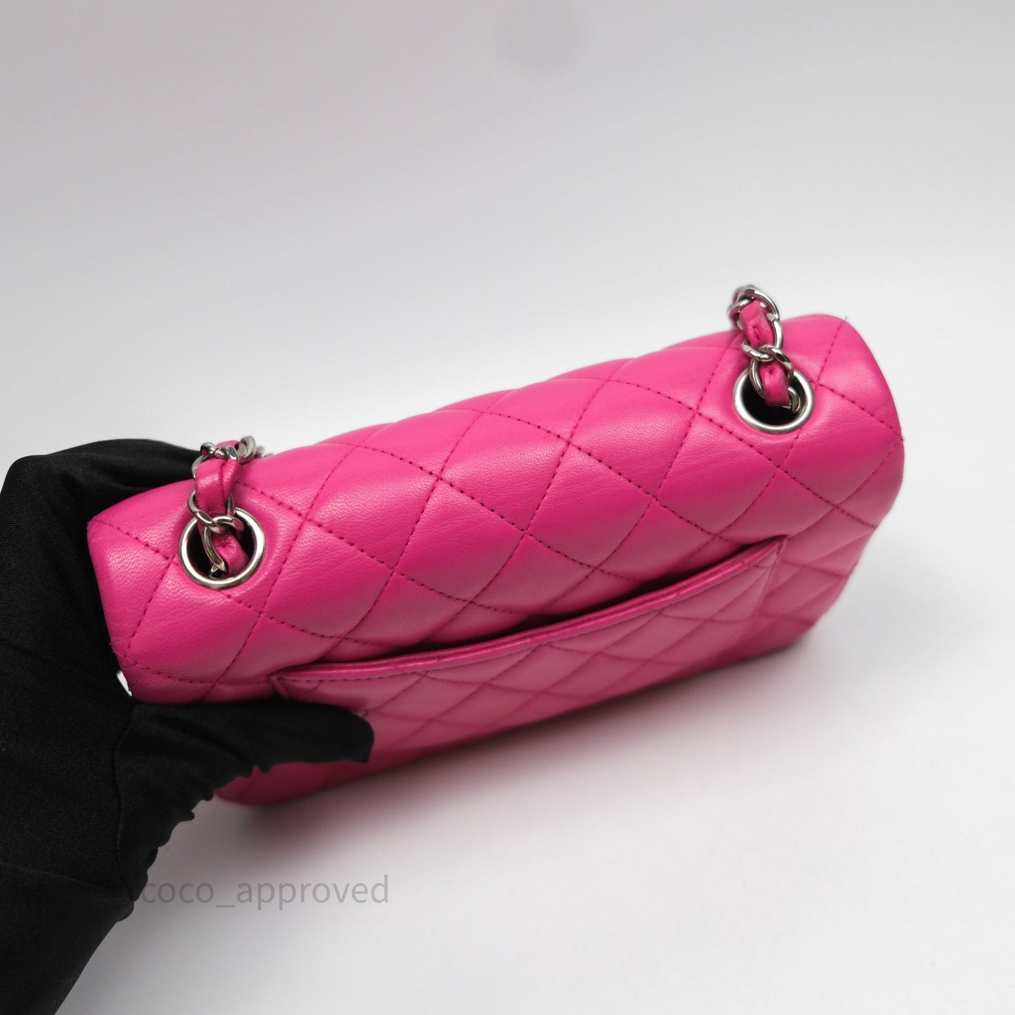 Chanel Mini Rectangular Quilted Dark Pink Lambskin Silver Hardware