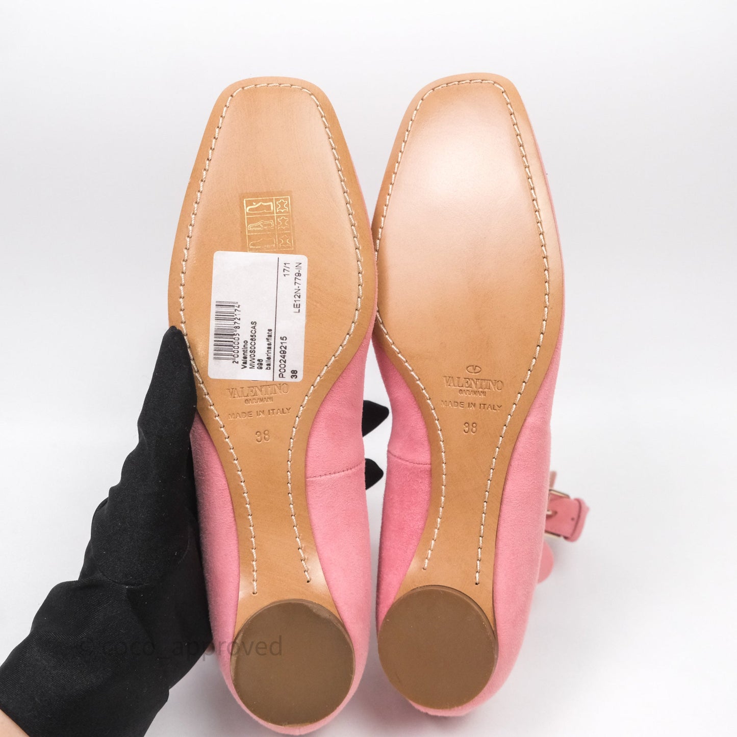 Valentino Garavani Suede Ballet Flats Tango Ankle Wrap Pink Size 38