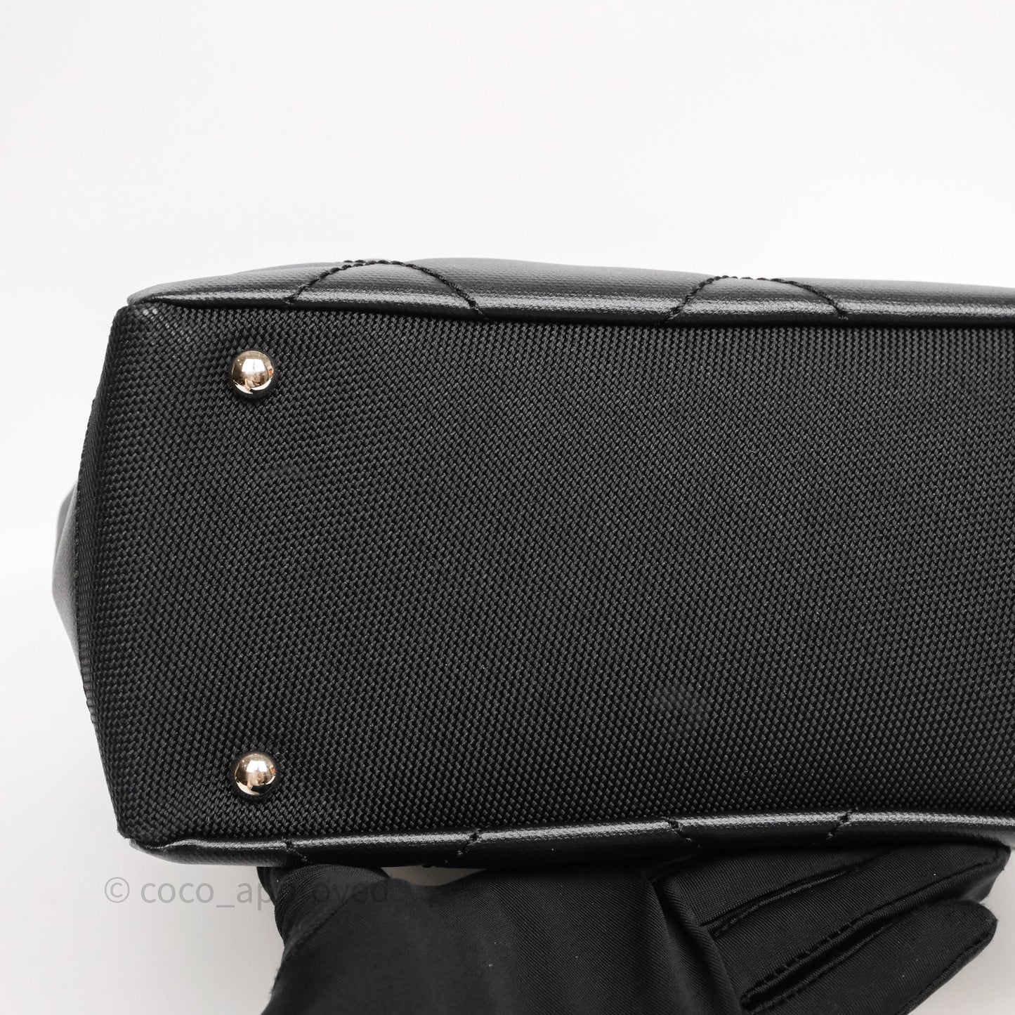 Chanel Quilted Paris Biarritz Tote PM Black Coated Canvas