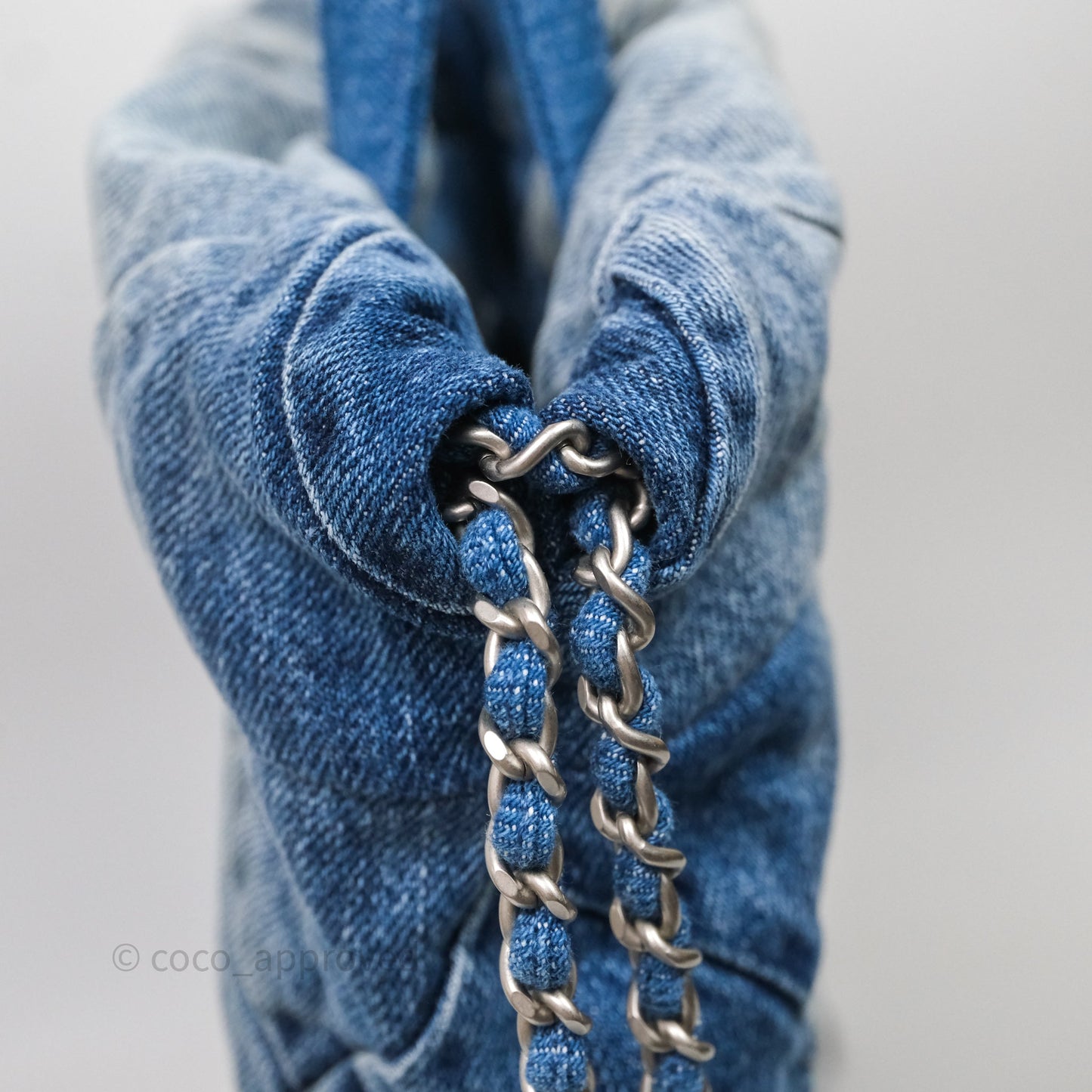 Chanel 22 Small Backpack Blue Denim Ruthenium Hardware