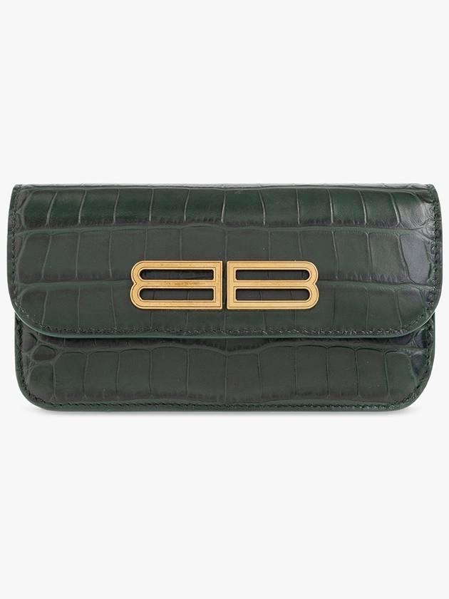 Luxury Balenciaga Gossip BB Logo Crocodile Chain Shoulder Bag Green