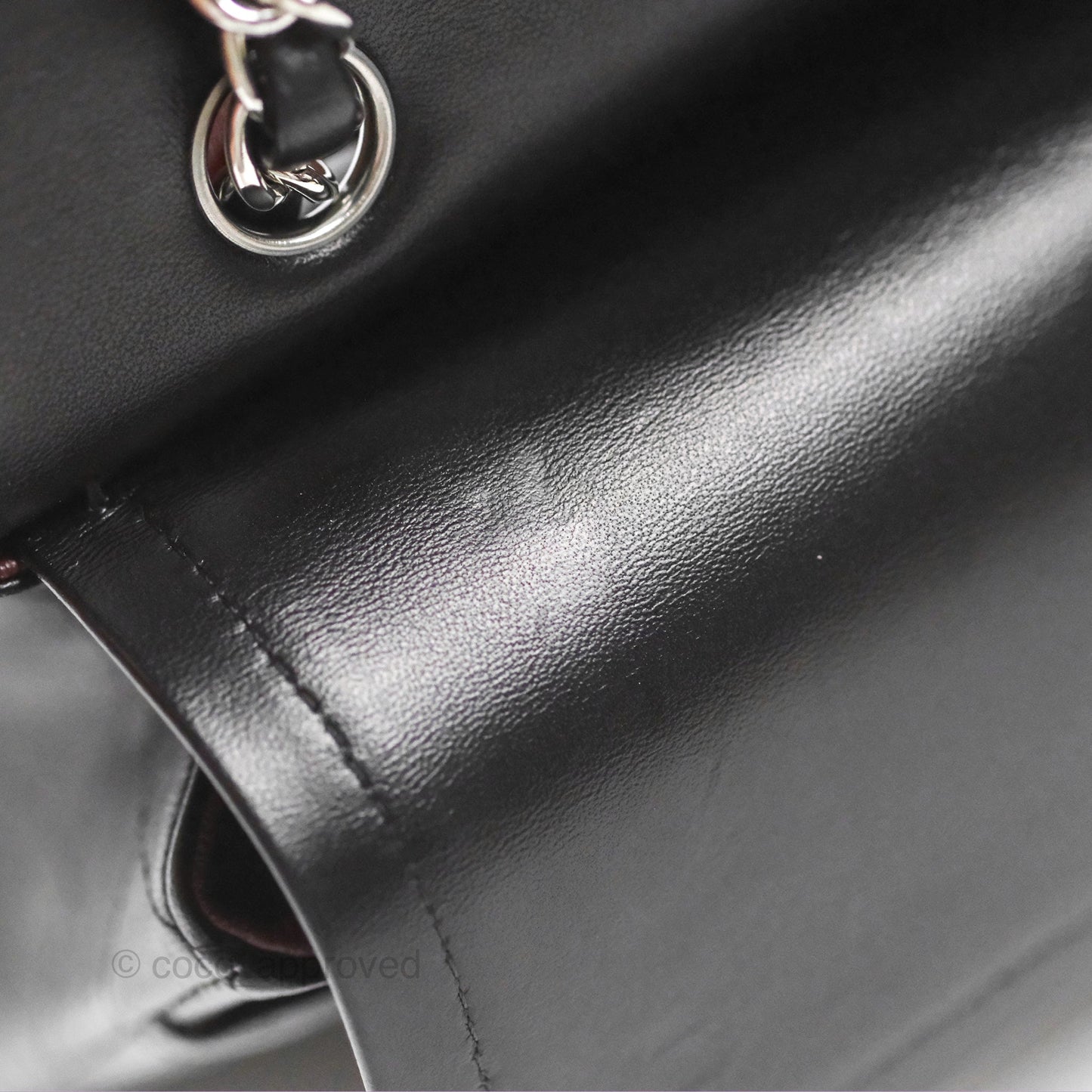 Chanel Classic M/L Medium Flap Quilted Black Lambskin Silver Hardware