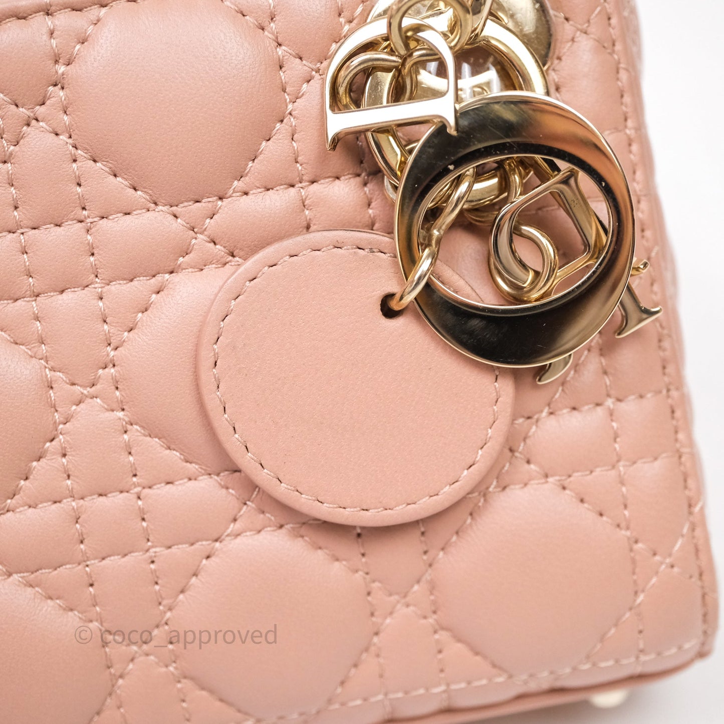 Christian Dior Micro Lady Dior Pink Beige Cannage Calfskin Gold Hardware